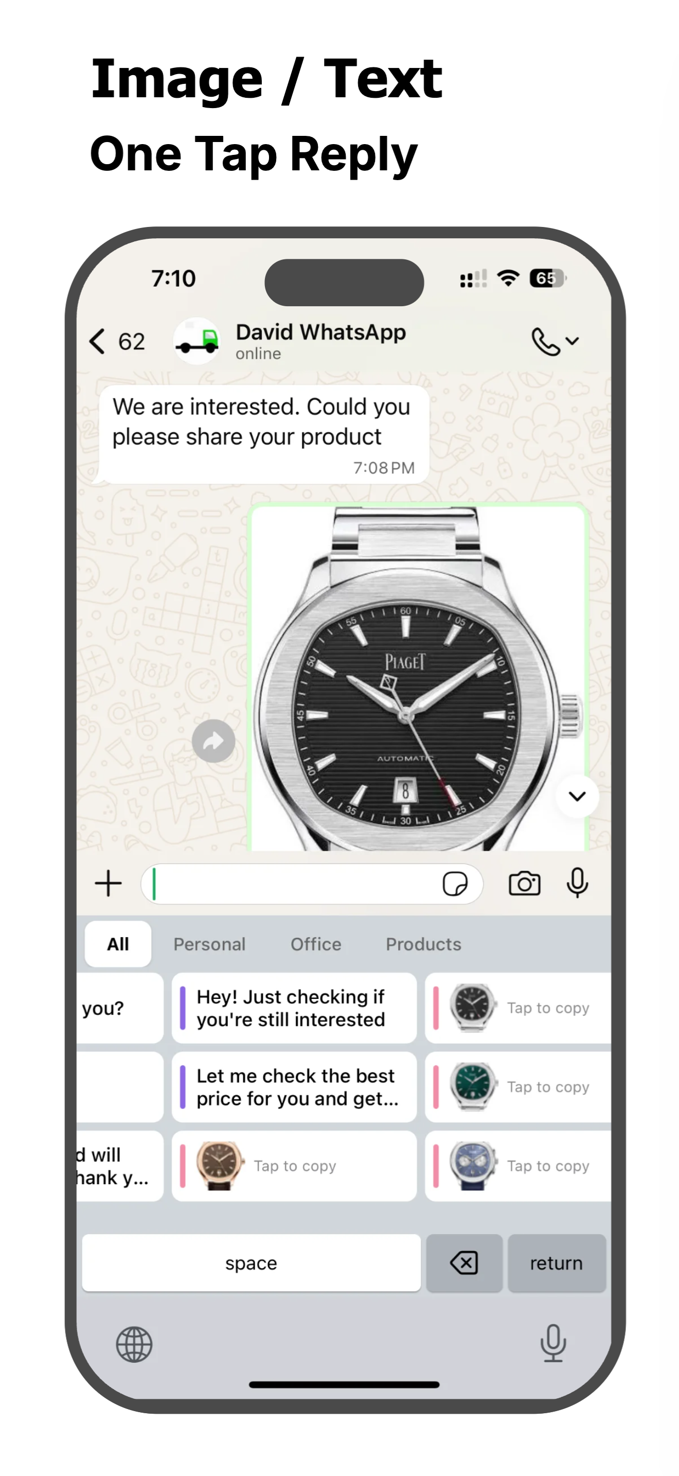 Image and Text One Tap Reply